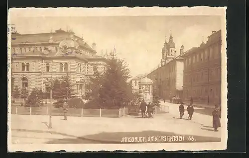 AK Innsbruck, Universitätsstrasse mit Litfasssäule