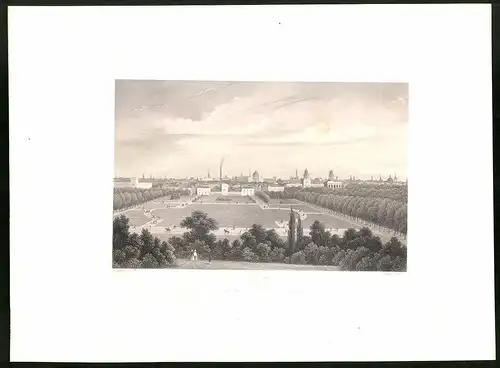 Stahlstich Berlin, Ortsansicht von Kroll`s gesehen, aus Brandenburgisches Album von B. S. Berendsohn, 1860, 26 x 35cm