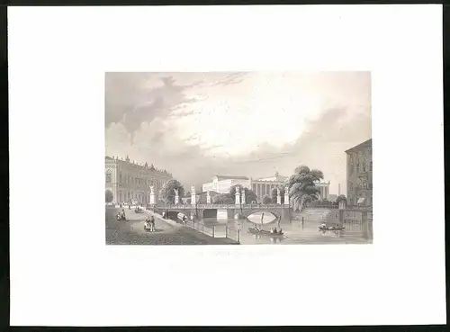 Stahlstich Berlin, Schlossbrücke, aus Brandenburgisches Album von B. S. Berendsohn, 1860, 26 x 35cm