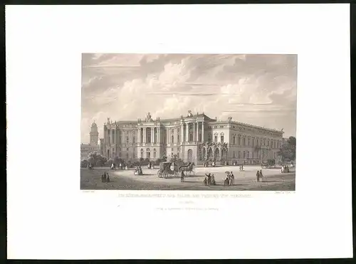 Stahlstich Berlin, Kgl. Bibliothek & Palais des Prinzen v. Preussen, aus Brandenburgisches Album von B. S. Berendsohn