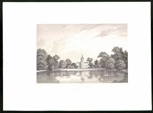 Stahlstich Berlin-Charlottenburg, Kgl. Schloss, aus Brandenburgisches Album von B. S. Berendsohn, 1860, 26 x 35cm