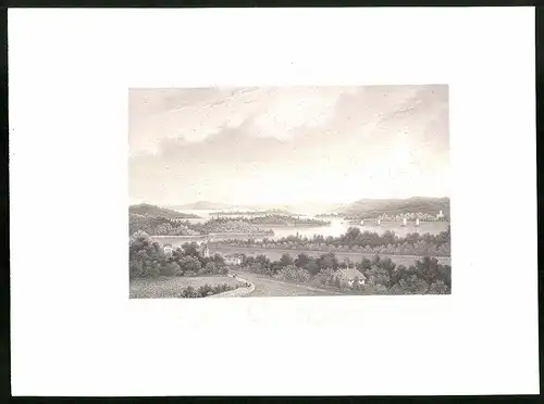 Stahlstich Potsdam, Havelpartie vom Pfingstberge gesehen, aus Brandenburgisches Album von B. S. Berendsohn, 1860