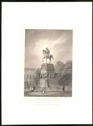 Stahlstich Berlin, Denkmal Friedrich des Grossen, aus Brandenburgisches Album von B. S. Berendsohn, 1860, 26 x 35cm