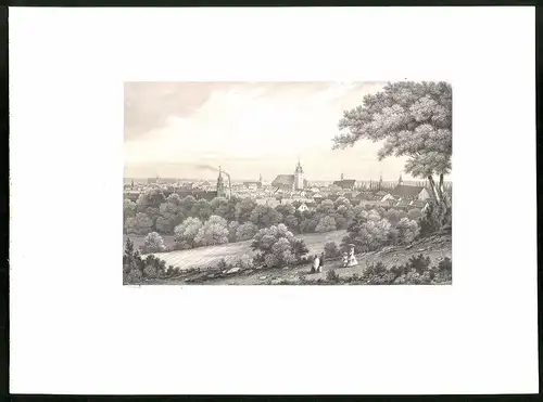Stahlstich Brandenburg, Panorama mit Kirchen, aus Brandenburgisches Album von B. S. Berendsohn, 1860, 26 x 35cm