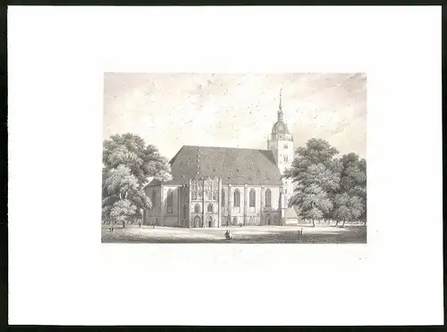 Stahlstich Brandenburg a. H., St. Katharinen Kirche, aus Brandenburgisches Album von B. S. Berendsohn, 1860, 26 x 35cm