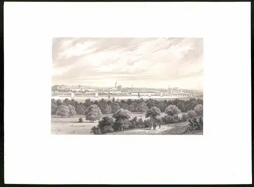 Stahlstich Frankfurt a. O., Panorama vom Schäfferey-Berge aus, aus Brandenburgisches Album von B. S. Berendsohn, 1860