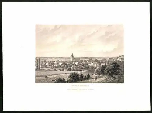 Stahlstich Eberswalde, Neustadt, Panorama, aus Brandenburgisches Album von B. S. Berendsohn, 1860, 26 x 35cm