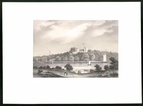 Stahlstich Potsdam, Schloss Babelsberg, aus Brandenburgisches Album von B. S. Berendsohn, 1860, 26 x 35cm