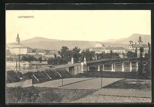 AK Leitmeritz / Litomerice, Teilansicht mit Brücke