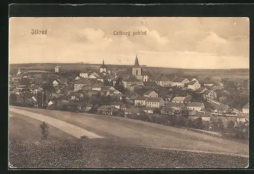 AK Jilové, Celkovy pohled, Felder vor der Stadt