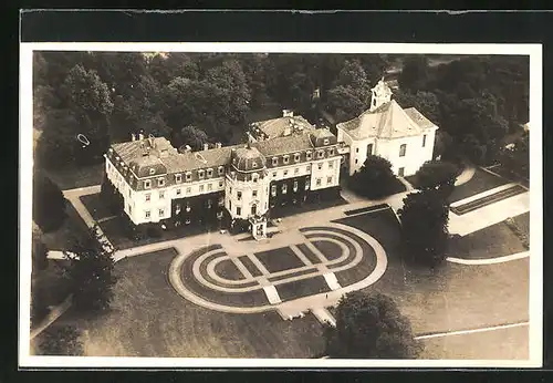 AK Lany, Zamek Lany, Schloss aus der Vogelschau