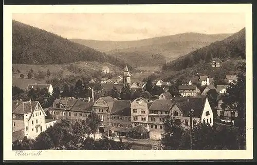 AK Herrenalb, Ortsansicht aus der Vogelschau