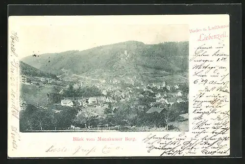 AK Liebenzell, Ortsansicht, Blick vom Monakamer Berg