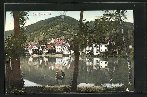 AK Bad Liebenzell, Ortsansicht vom Wasser aus gesehen