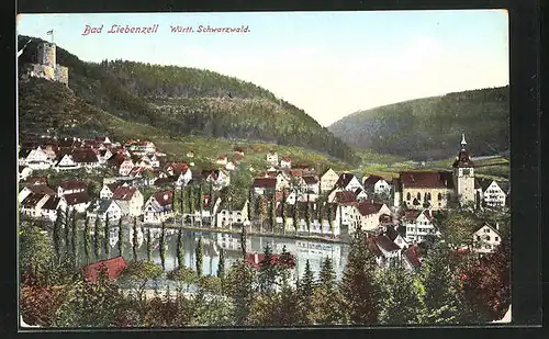 AK Bad Liebenzell, Ortsansicht aus der Vogelschau