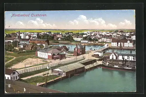 AK Cuxhaven, Ortsansicht aus der Vogelschau