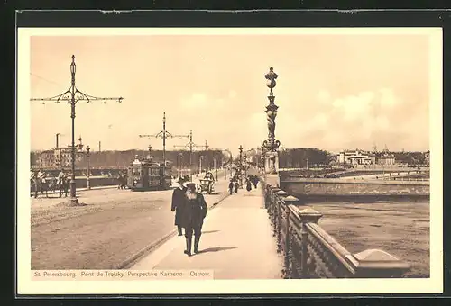 AK St. Petersbourg, Pont de Troizky, Perspektive Kameno Ostrow