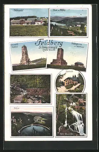 AK Feldberg / Schwarzwald, Turm und Gasthaus, Bismarckdenkmal, Hebelweg
