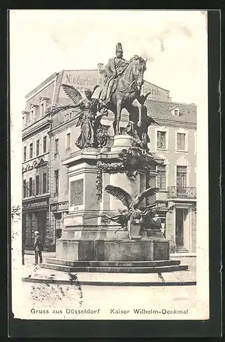 AK Düsseldorf, am Kaiser Wilhelm-Denkmal