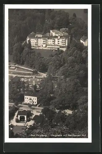 AK Bad Harzburg, Bergbahn mit Hotel Harzberger Hof