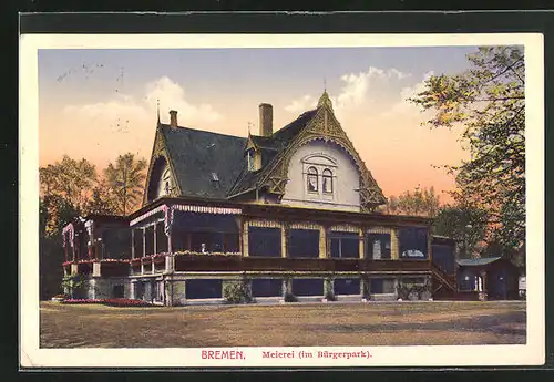 AK Bremen, Gasthaus Meierei im Bürgerpark