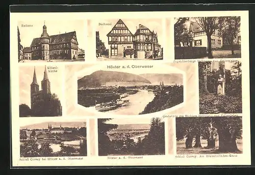 AK Höxter / Oberweser, Kilianikirche, Rathaus, Dechanei