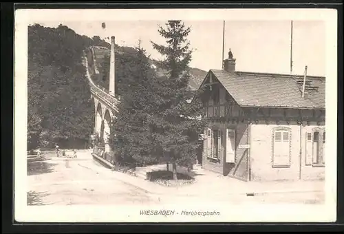 AK Wiesbaden, Nerobergbahn mit Bahnhof
