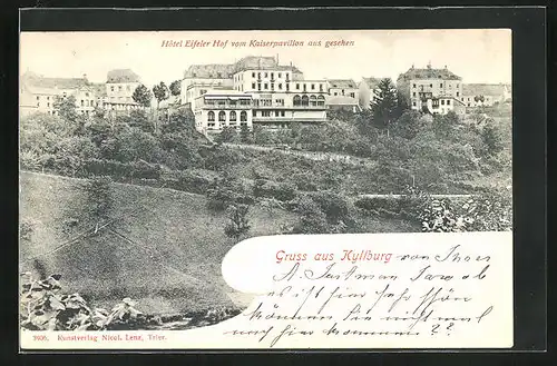 AK Kyllburg, Hotel Eifeler Hof vom Kaiserpavillon aus gesehen