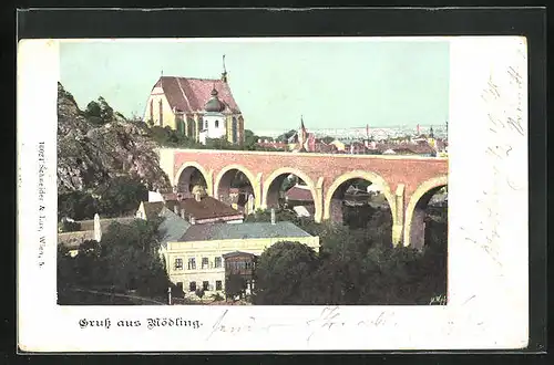 AK Mödling, Teilansicht mit Viadukt