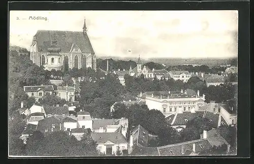 AK Mödling, Teilansicht mit Kirche