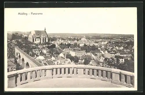 AK Mödling, Panoramablick auf die Stadt