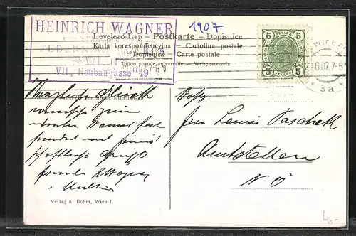 AK Wien, Deutsches Volkstheater, Vorderansicht mit Denkmal