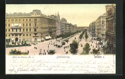 AK Wien, Blick auf den Schottenring mit Hotel de France