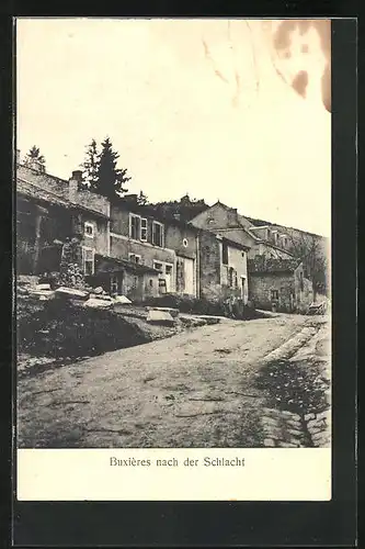 AK Buxiéres, zerstörte Häuser nach der Schlacht