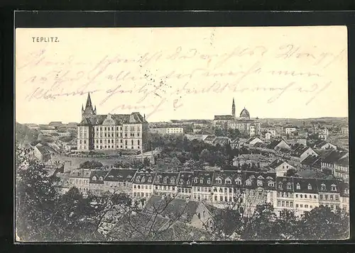 AK Teplitz Schönau / Teplice, Panoramablick auf die Stadt