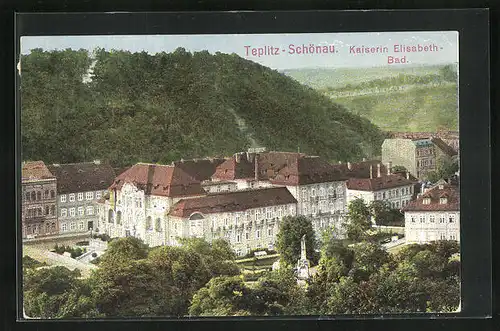 AK Teplitz Schönau / Teplice, Kaiserin Elisabeth-Bad aus der Vogelschau