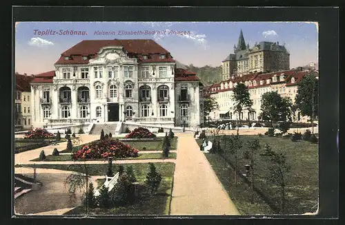 AK Teplitz Schönau / Teplice, Anlagen am Kaiserin Elisabeth-Bad