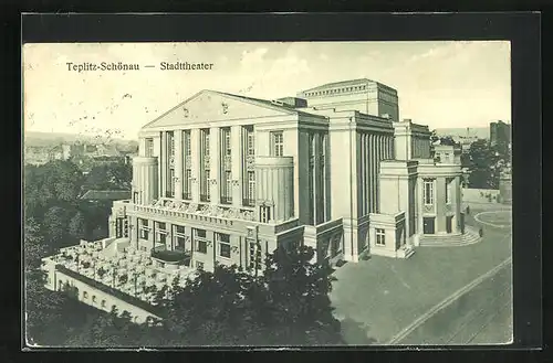 AK Teplitz Schönau / Teplice, Blick auf das Stadttheater