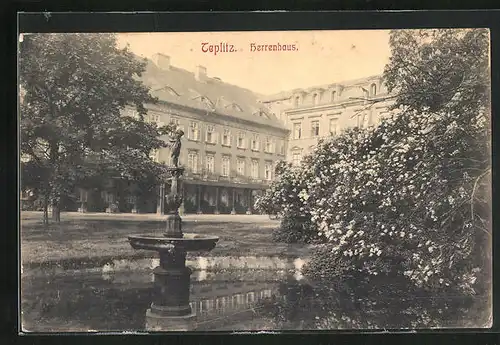 AK Teplitz Schönau / Teplice, am Kurhaus Herrenhaus