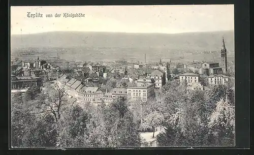 AK Teplitz Schönau / Teplice, Panoramablick von der Königshöhe