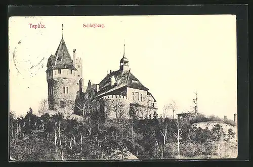 AK Teplitz Schönau / Teplice, Schloss auf dem Schlossberg