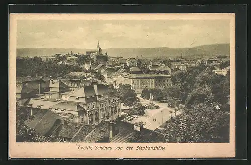 AK Teplitz Schönau / Teplice, Blick von der Stephanshöhe