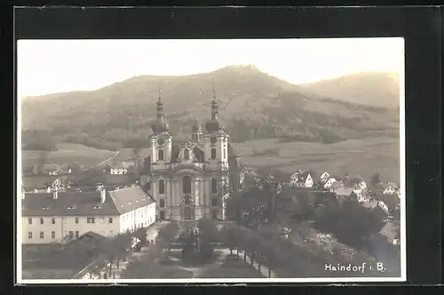 AK Haindorf / Hejnice, Teilansicht mit Kirche