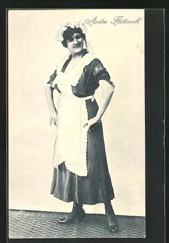 AK Schauspielerin Anita Flottwell im Kostüm eines Dienstmädchens