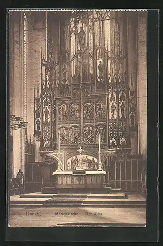 AK Danzig / Gdansk, Marienkirche, Altar