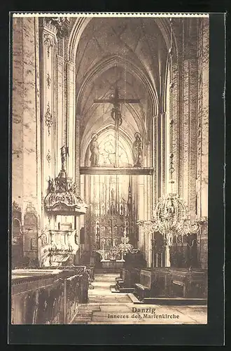 AK Danzig / Gdansk, Inneres der Marienkirche