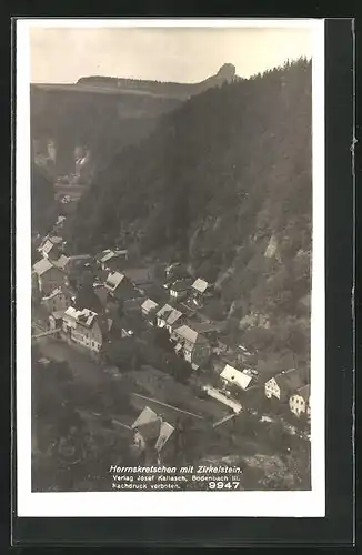 AK Herrnskretschen / Hrensko, Ortsansicht mit Zirkelstein