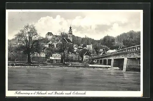 AK Tittmoning a. d. Salzach, Ortsansicht mit Brücke nach Österreich