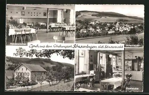 AK Schwaningen, Gasthaus zum Adler, Ortsansicht aus der Vogelschau
