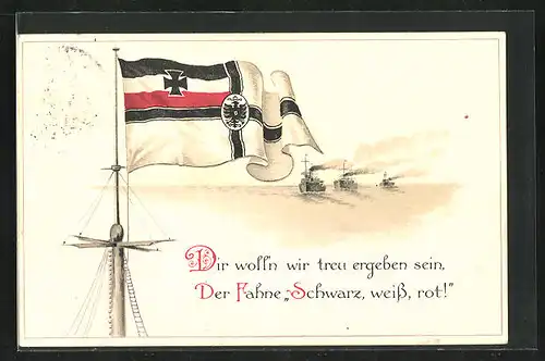 AK Deutsche Reichskriegsflagge, Kriegsschiffe auf hoher See